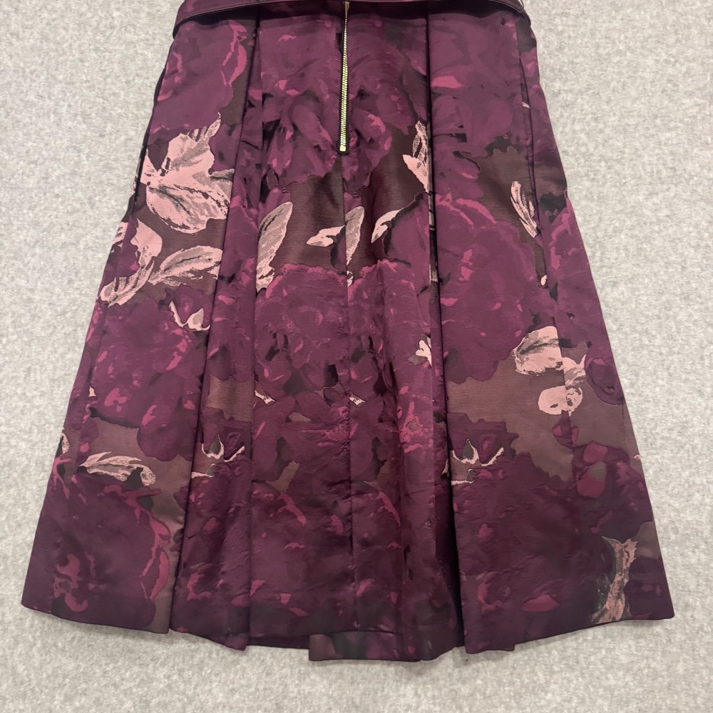 Eliza J Plum Purple Floral Jacquard Beaded Neck Fit and Flare Dress Size 2 - Picture 14 of 14